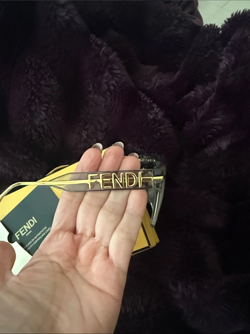 Fendi Fendigraphy FE50065I Optical frame transparent grey crystal w/ gold tones
